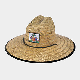 Coat of arms of Haiti (National Emblem of Haiti) Accented Straw Panama Sun Hat