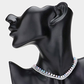 Triple Layered Faceted Beaded Necklace