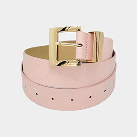Metal Buckle Accented Faux Leather Belt