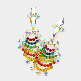 Boho Rhinestone Rainbow Chandelier Earrings