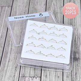 20PCS - CZ Stone Pointed Tiny Hoop Nose Rings