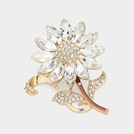Marquise Stone Cluster Pointed Flower Pin Brooch