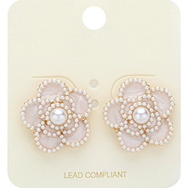 Pearl Pointed Flower Stud Earrings