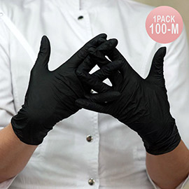 1PACK(100Count) - Envelicus Eclipse Black 5mil Industrial Nitrile Gloves Size Medium
