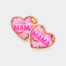 MAMA Message Heart Stud Earrings