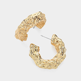 SECRET BOX_Chunky Rough Textured Brass Metal Hoop Earrings