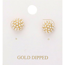 Gold Dipped Pearl Embellished Stud Earrings