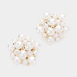 Pearl Beaded Cluster Earrings