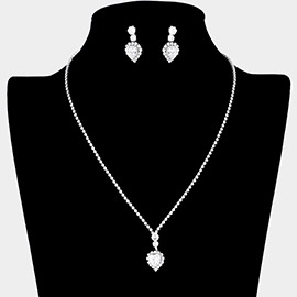 CZ Heart Stone Pointed Rhinestone Paved Necklace