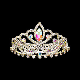Marquise Stone Accented Rhinestone Paved Princess Mini Tiara