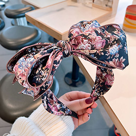 Floral Pattern Printed Bow Headband