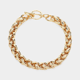 Textured Metal Chain Toggle Bracelet