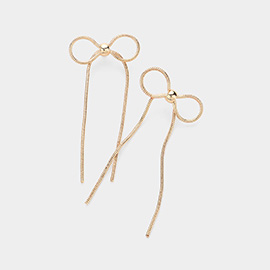 Brass Metal Chain Bow Earrings