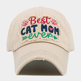 BEST CAT MOM EVER Message Vintage Baseball Cap