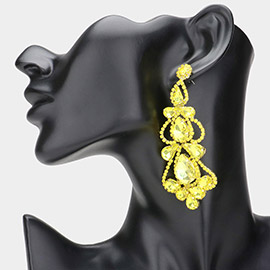 Teardrop Stone Cluster Embellished Chandelier Evening Earrings