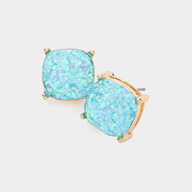 Glitter Square Cluster Stud Earrings
