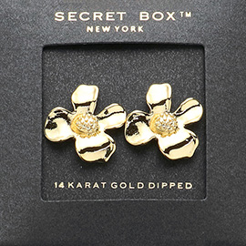 SECRET BOX_14K Gold Dipped Flower Stud Earrings