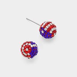 American USA Crystal Ball Stud Earrings