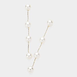Gold Dipped Pearl Station Dropdown Earrings