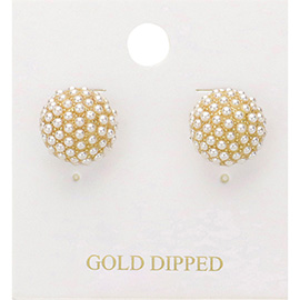 Gold Dipped Pearl Embellished Stud Earrings