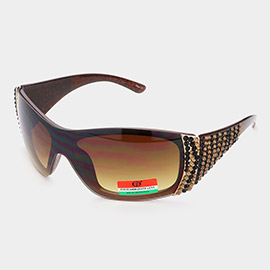Zebra Pattern Crystal Embellished Sunglasses
