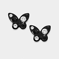 Crystal butterfly stud earrings
