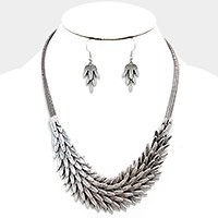 Metal Feather Scale Snake Chain Necklace