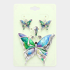 Colorful Butterfly Pendant Set