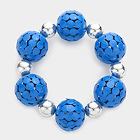 Metal mesh ball stretch bracelet