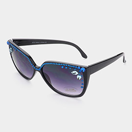 Genuine Crystal Embellished Tinted Frame Sunglasses