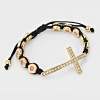 Crystal Pave Cross Bracelet