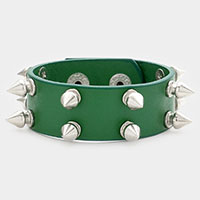 Spike Cone Studded Faux Leather Bracelet
