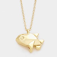 Origami fish pendant necklace
