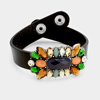 Multi Color Bead Snap Button Bracelet