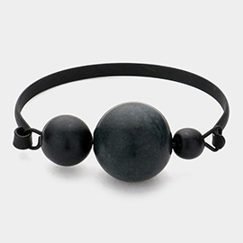 Black Asymmetrical Bead Bangle Bracelet