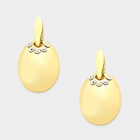 Crystal detail oval metal stud earrings