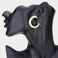 Crystal Rhinestone 1.25 Inch Hoop Earrings