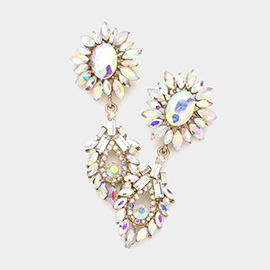 Crystal Rhinestone Sunflower Evening Earrings