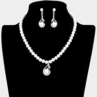 Crystal Rhinestone Pearl Accented Necklace