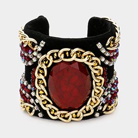 Velvet Chained Cuff Bracelet
