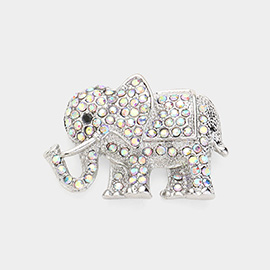 Pave Glass Crystal Elephant Pin Brooch