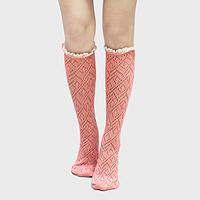 Lace Accented Knee High Socks