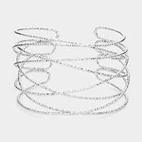 Textured Metal Crisscross Cuff Bracelet