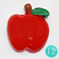 12 PCS - Apple Resin Cabochons