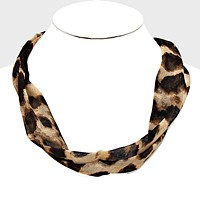 Leopard Patterned Fabric Necklace