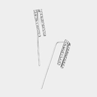 Crystal Accented Metal Ear Pin Earrings