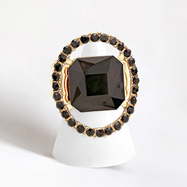 Pave trim glass crystal stretch ring
