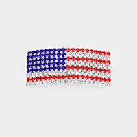 American USA Flag Rhinestone Pave Pin Brooch
