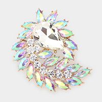 Glass crystal marquise cluster brooch / pendant