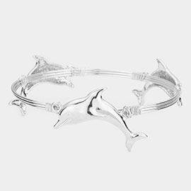 Metal Dolphin Multi Wire Bangle Bracelet